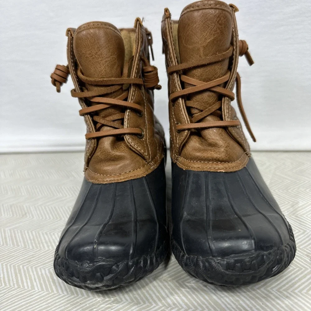 STEVIES Duck Boots Laces Zip Up Girl's Size 3 Fleece lined‎ Snow Rain shoes